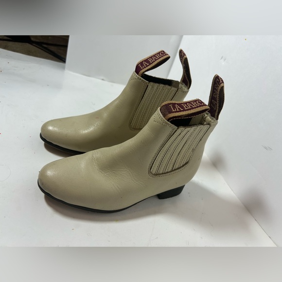 La Barca Youth Toddler Ankle Boots 8.5 Color Bone Leather Botines Charros Joven - Picture 3 of 10